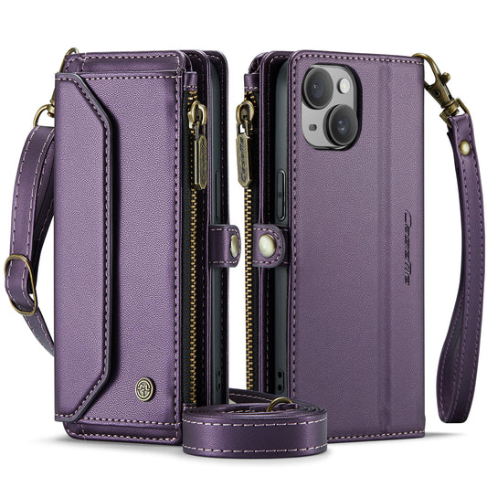 Women Shoulder Bag iPhone 16 Plus Case Card Slots Buckle Pockets