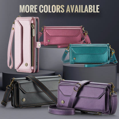 Women Shoulder Bag iPhone 16 Case Card Slots Buckle Pockets