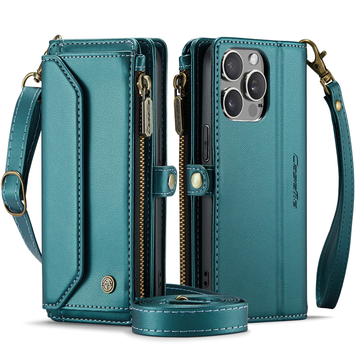 Women Shoulder Bag iPhone 16 Pro Max Case Card Slots Buckle Pockets