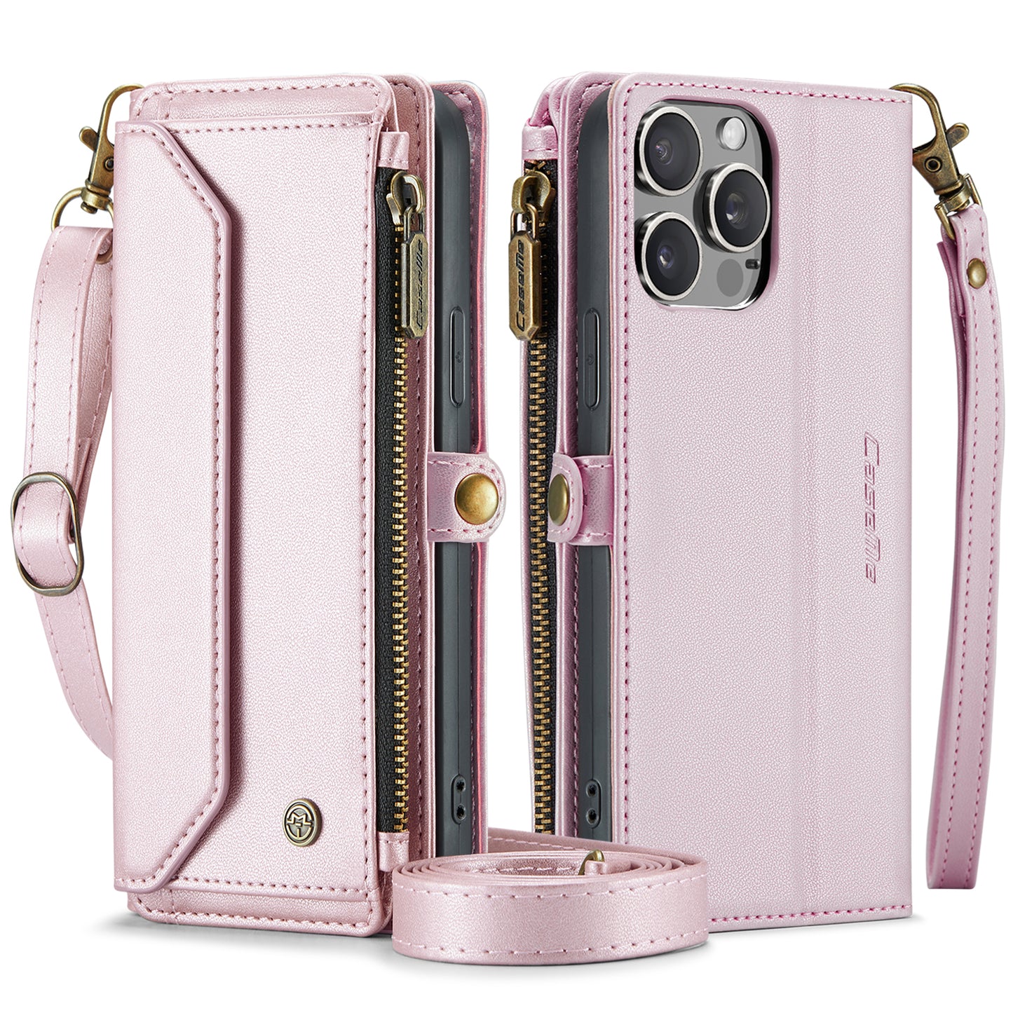 Women Shoulder Bag iPhone 15 Pro Max Case Card Slots Buckle Pockets