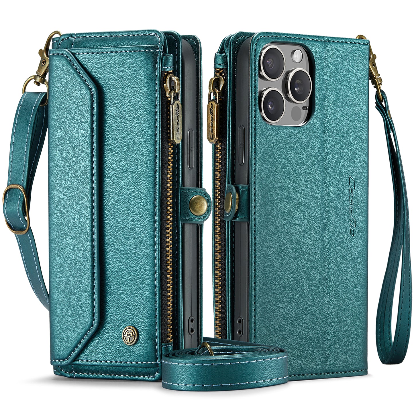 Women Shoulder Bag iPhone 15 Pro Max Case Card Slots Buckle Pockets