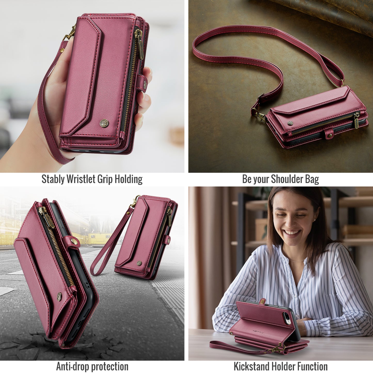 Women Shoulder Bag Apple iPhone 6 Plus Case Card Slots Buckle Pockets