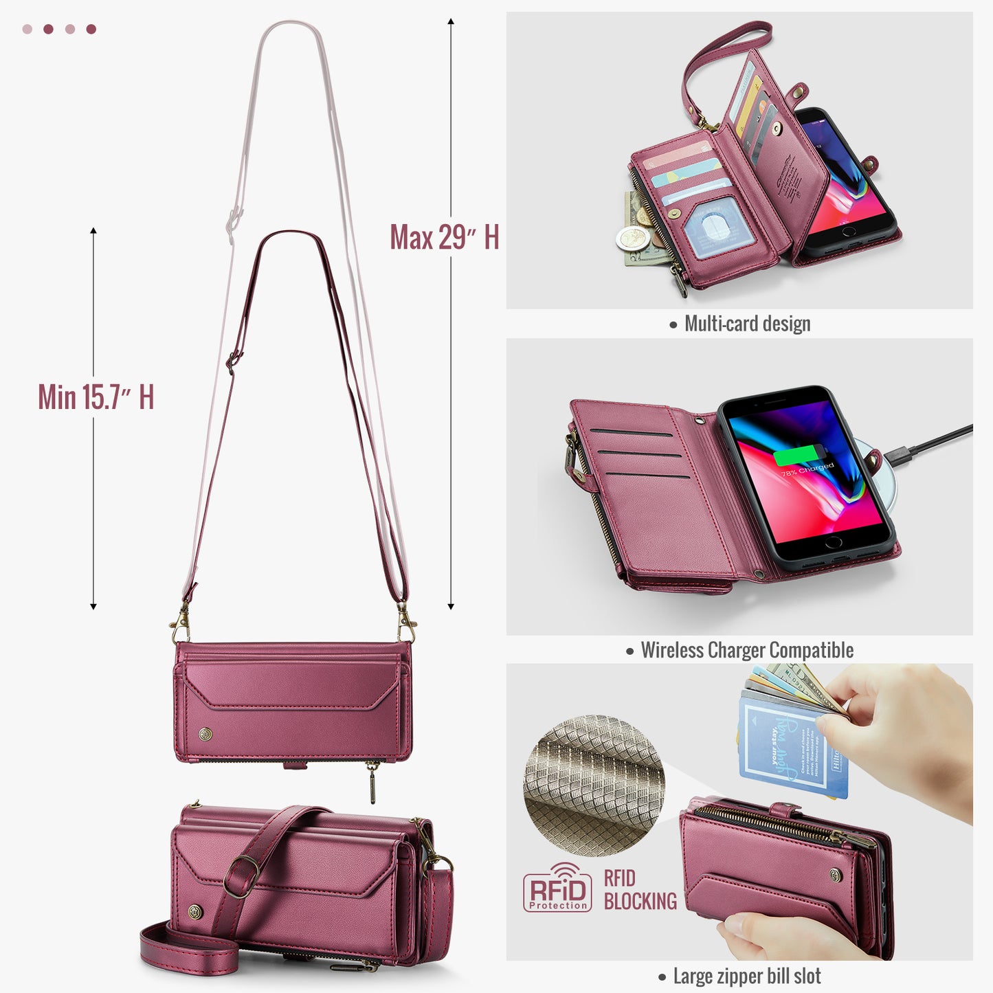 Women Shoulder Bag Apple iPhone 6 Plus Case Card Slots Buckle Pockets