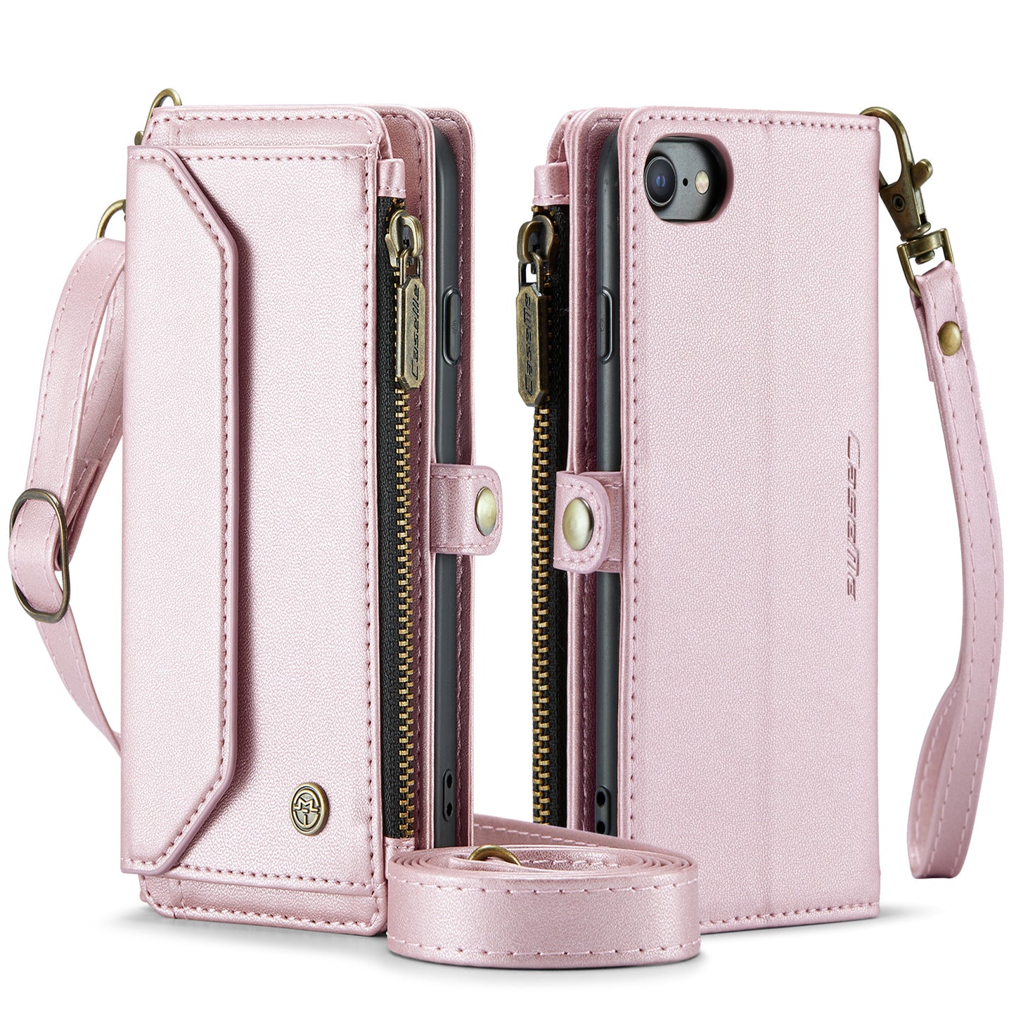 Women Shoulder Bag iPhone SE (2020) Case Card Slots Buckle Pockets