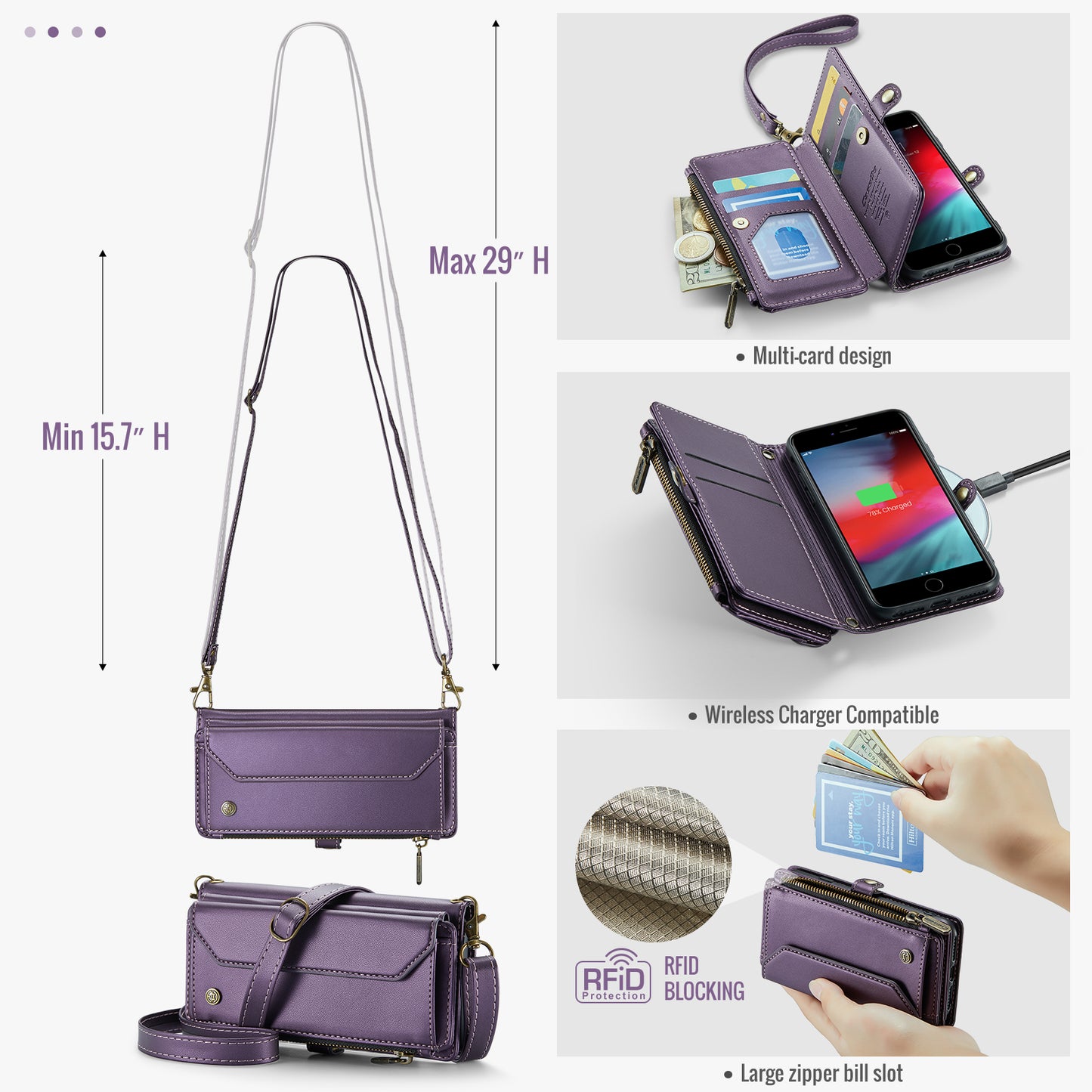 Women Shoulder Bag Apple iPhone 6 Case Card Slots Buckle Pockets