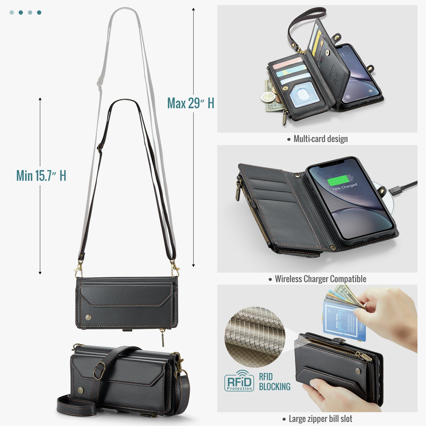 Women Shoulder Bag Apple iPhone XR Case Card Slots Buckle Pockets