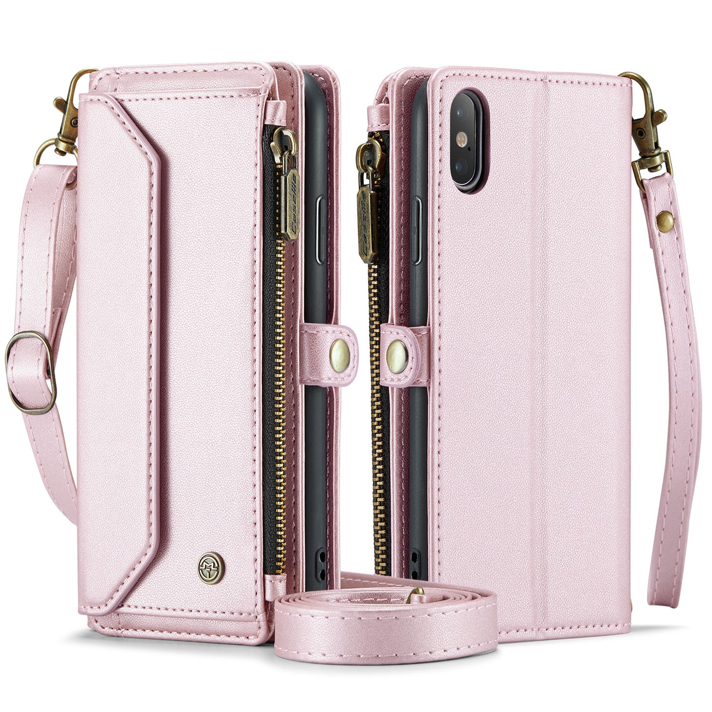 Women Shoulder Bag Apple iPhone Xs Case Card Slots Buckle Pockets