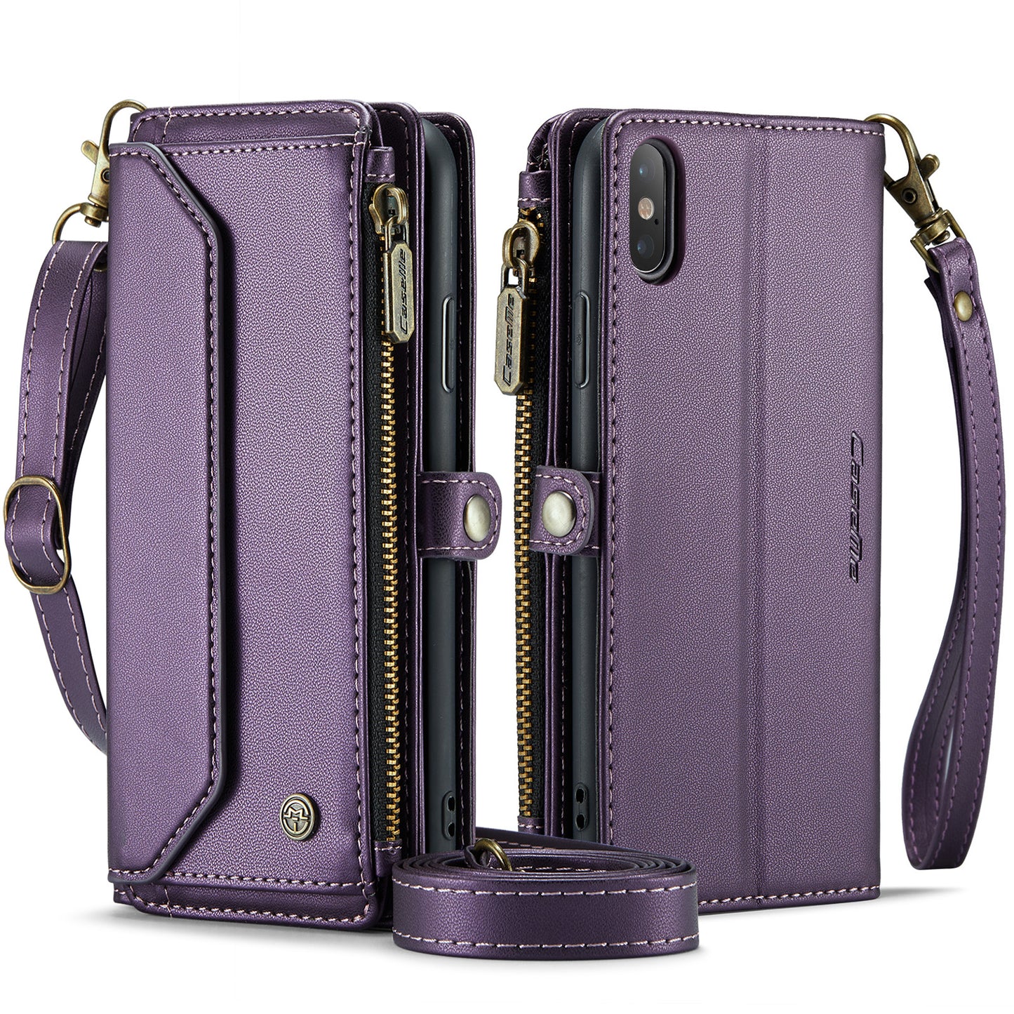 Women Shoulder Bag Apple iPhone Xs Case Card Slots Buckle Pockets