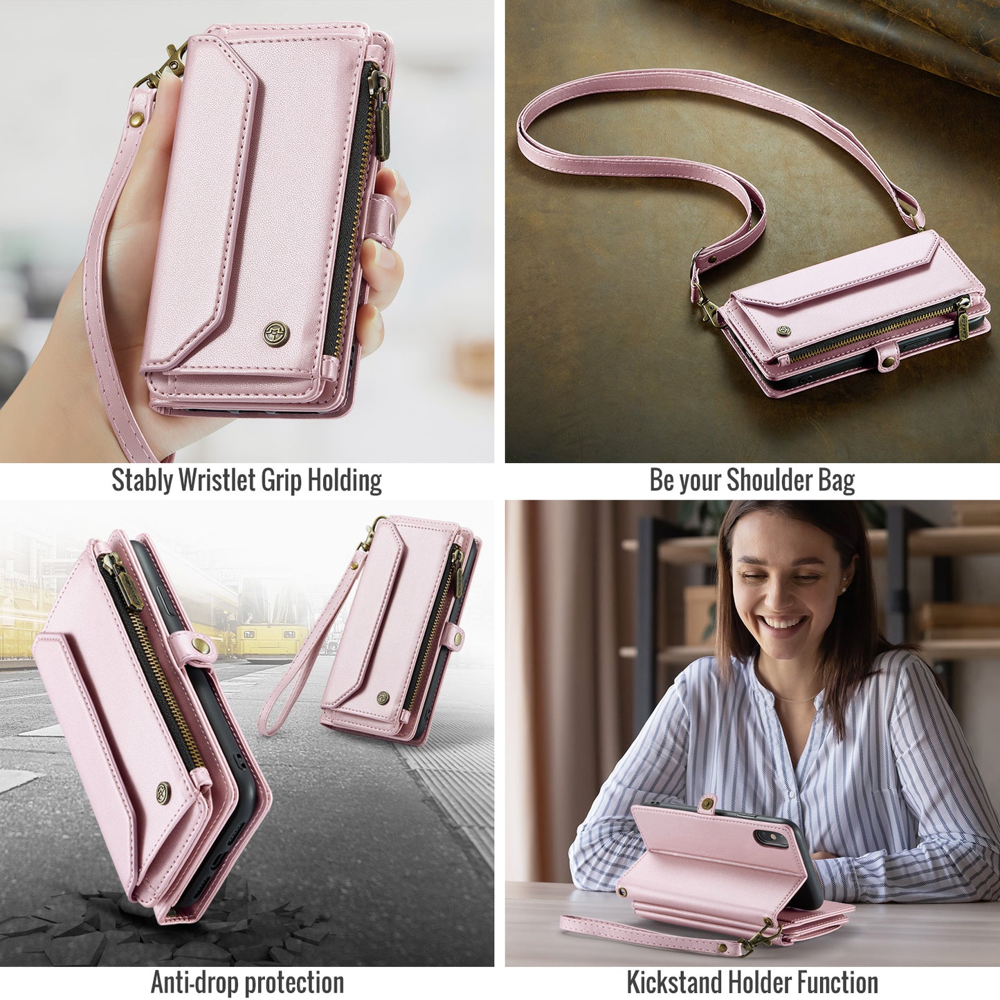 Women Shoulder Bag Apple iPhone Xs Max Case Card Slots Buckle Pockets