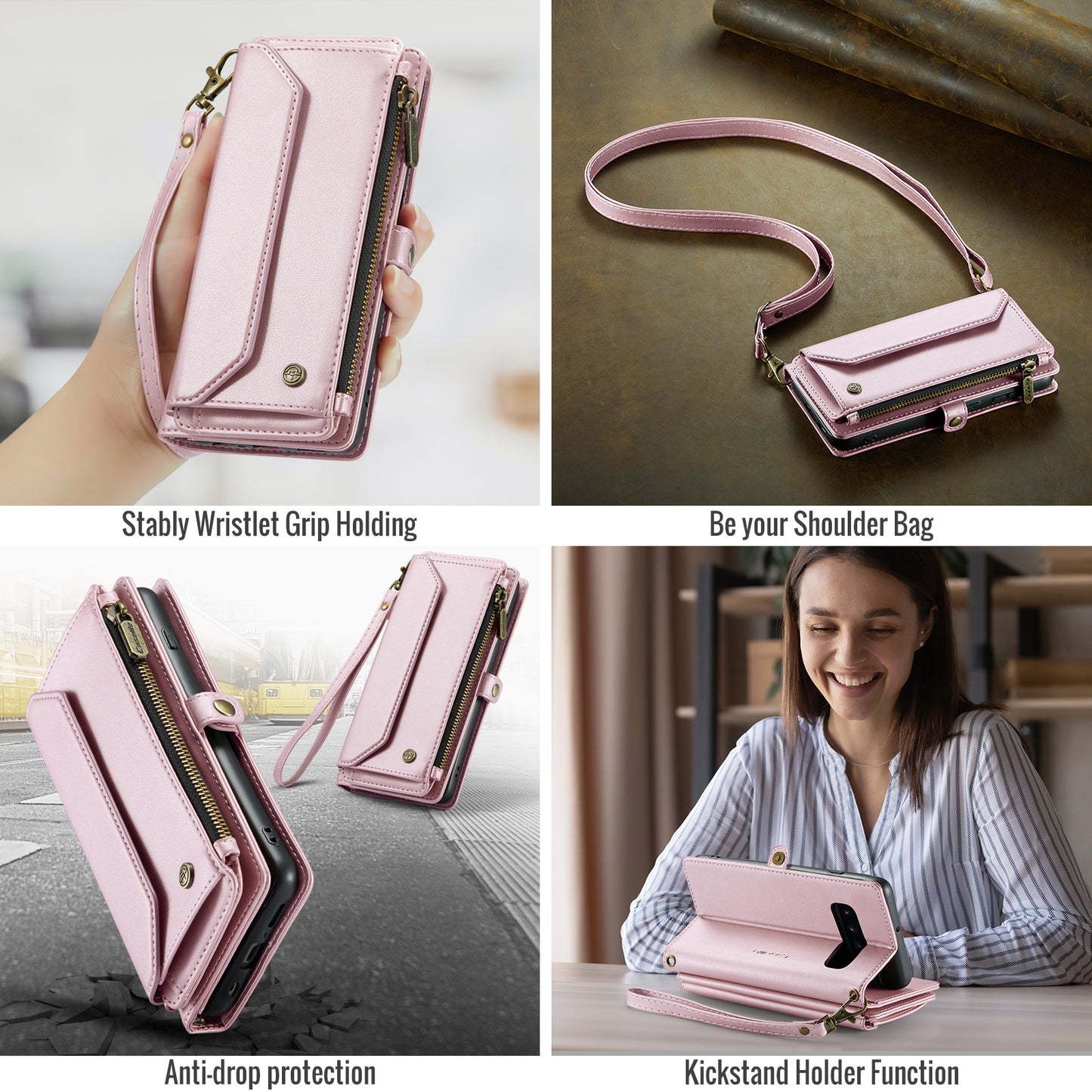 Women Shoulder Bag Samsung Galaxy S10 Case Card Slots Buckle Pockets