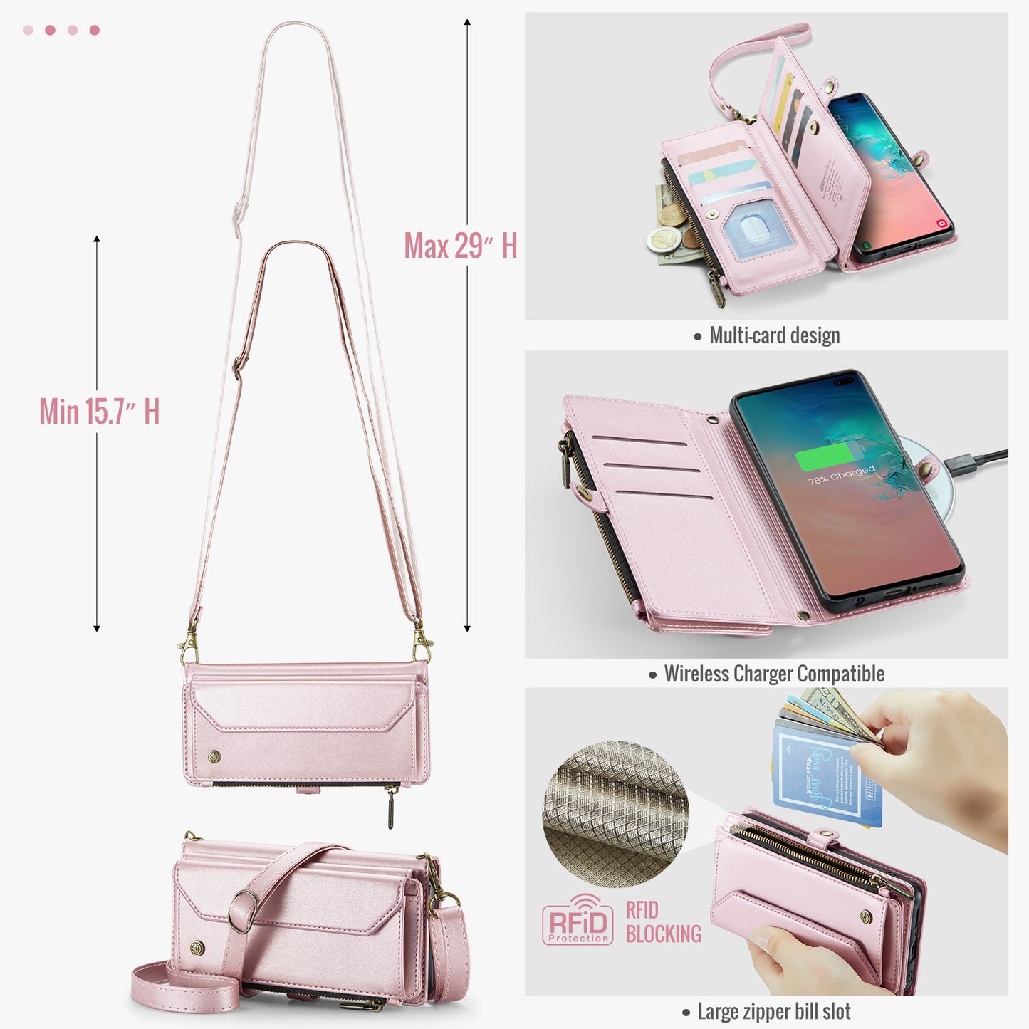 Women Shoulder Bag Samsung Galaxy S10 Case Card Slots Buckle Pockets