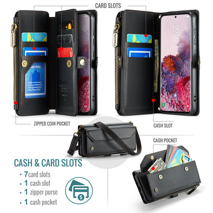 Women Shoulder Bag Samsung Galaxy S20 Case Card Slots Buckle Pockets