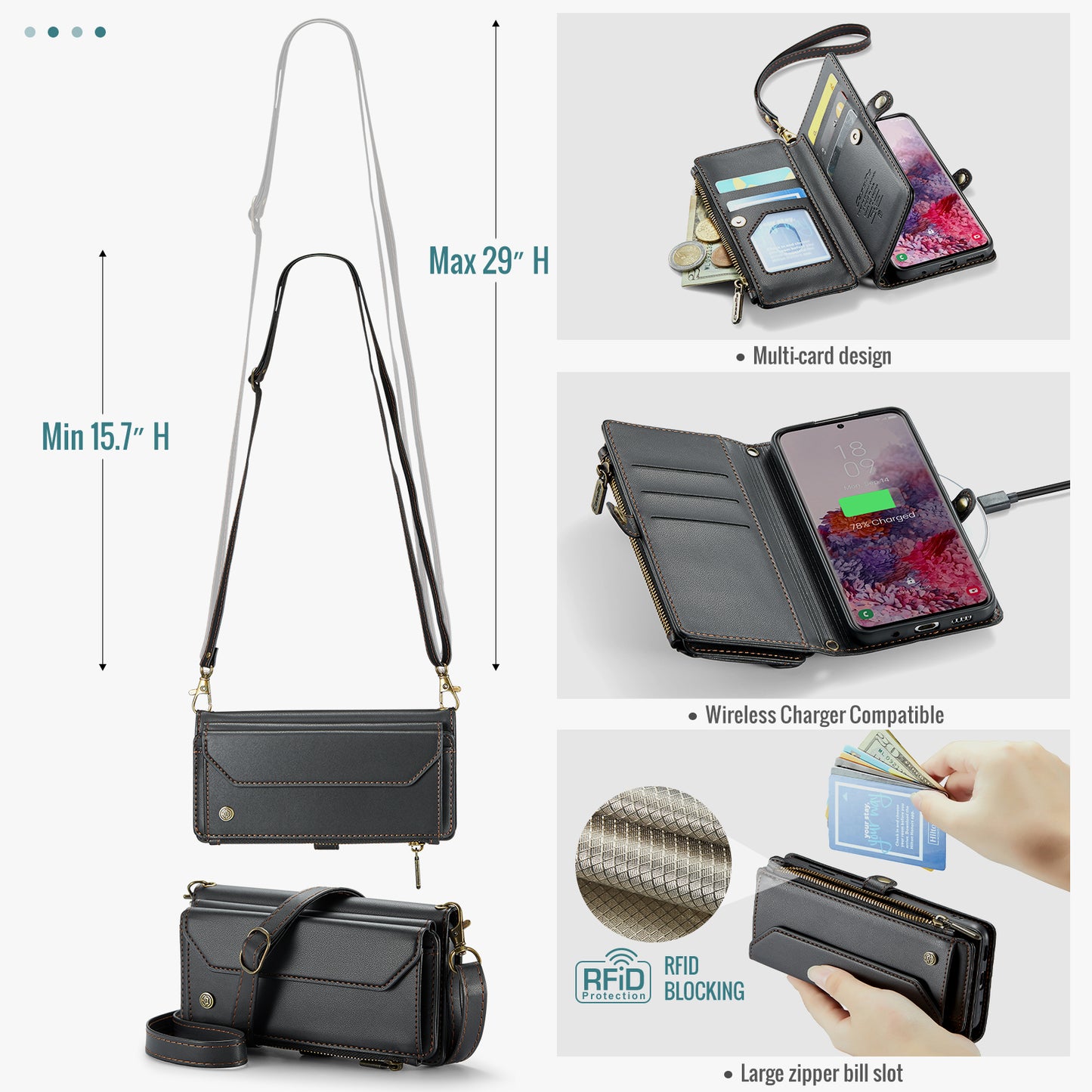 Women Shoulder Bag Samsung Galaxy S20 Case Card Slots Buckle Pockets