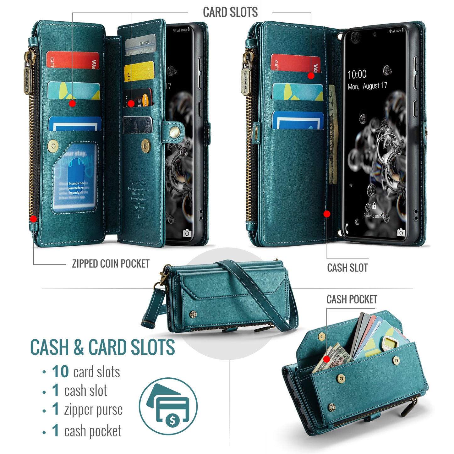 Women Shoulder Bag Galaxy S20 Ultra Case Card Slots Buckle Pockets