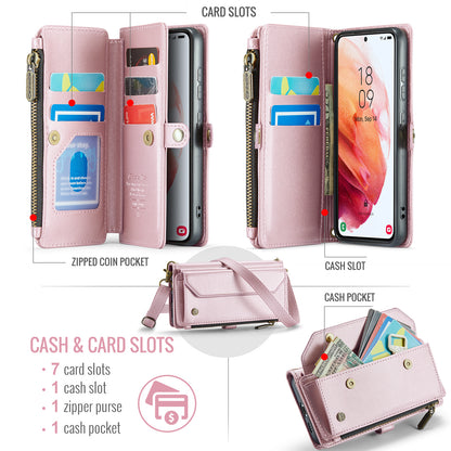 Women Shoulder Bag Samsung Galaxy S21 Case Card Slots Buckle Pockets