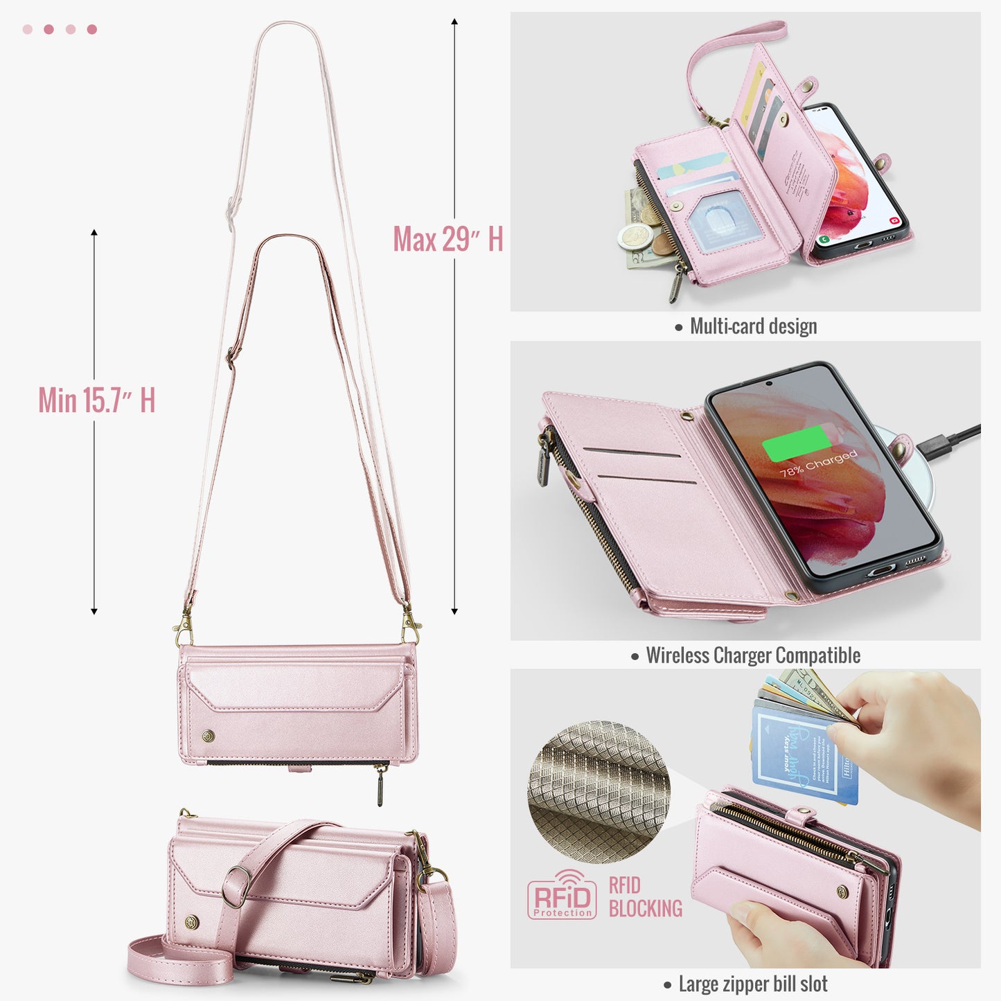 Women Shoulder Bag Samsung Galaxy S21 Case Card Slots Buckle Pockets