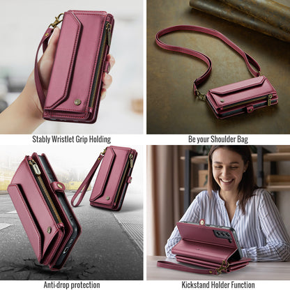 Women Shoulder Bag Galaxy S21 FE Case Card Slots Buckle Pockets