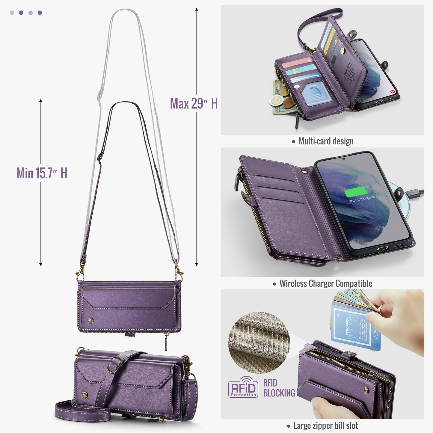 Women Shoulder Bag Samsung Galaxy S21+ Case Card Slots Buckle Pockets