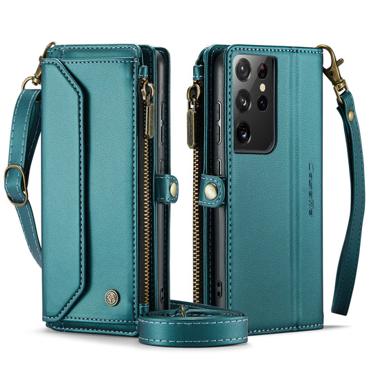 Women Shoulder Bag Galaxy S21 Ultra Case Card Slots Buckle Pockets