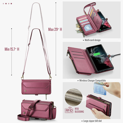 Women Shoulder Bag Galaxy S22 Ultra Case Card Slots Buckle Pockets