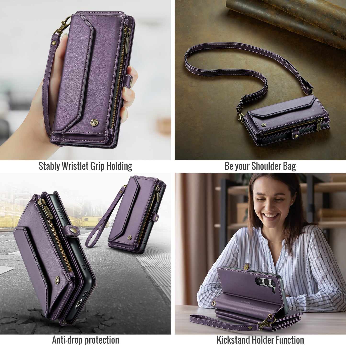 Women Shoulder Bag Samsung Galaxy S23 Case Card Slots Buckle Pockets