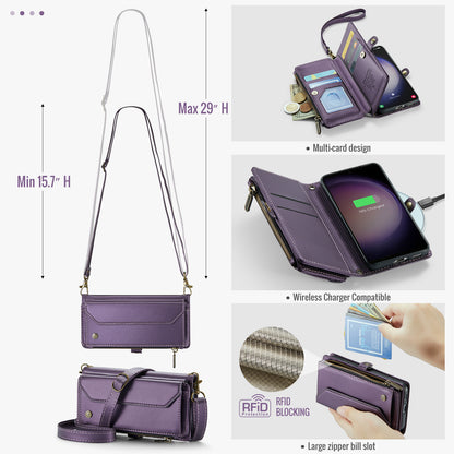 Women Shoulder Bag Samsung Galaxy S23 Case Card Slots Buckle Pockets