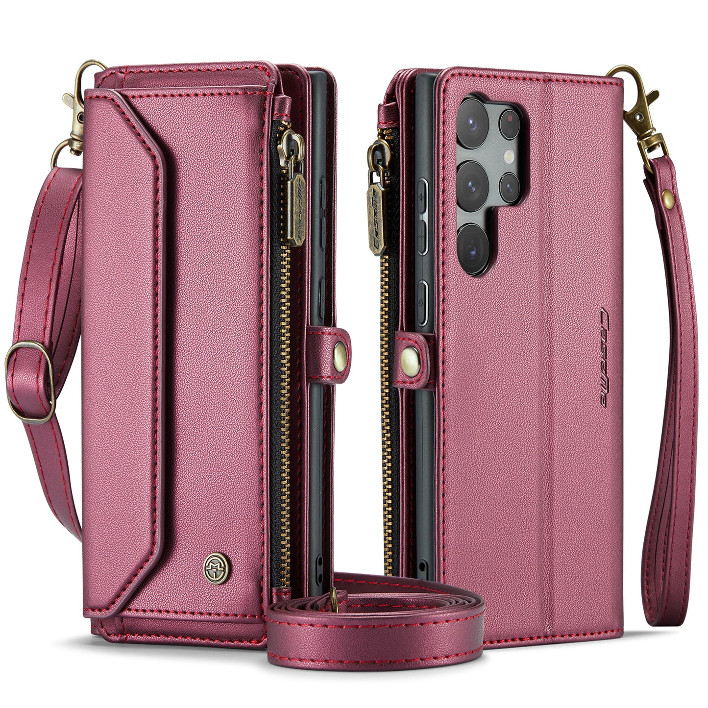 Women Shoulder Bag Galaxy S23 Ultra Case Card Slots Buckle Pockets