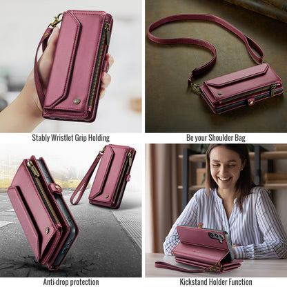 Women Shoulder Bag Samsung Galaxy S24 Case Card Slots Buckle Pockets