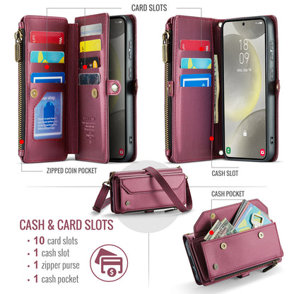 Women Shoulder Bag Samsung Galaxy S24 Case Card Slots Buckle Pockets