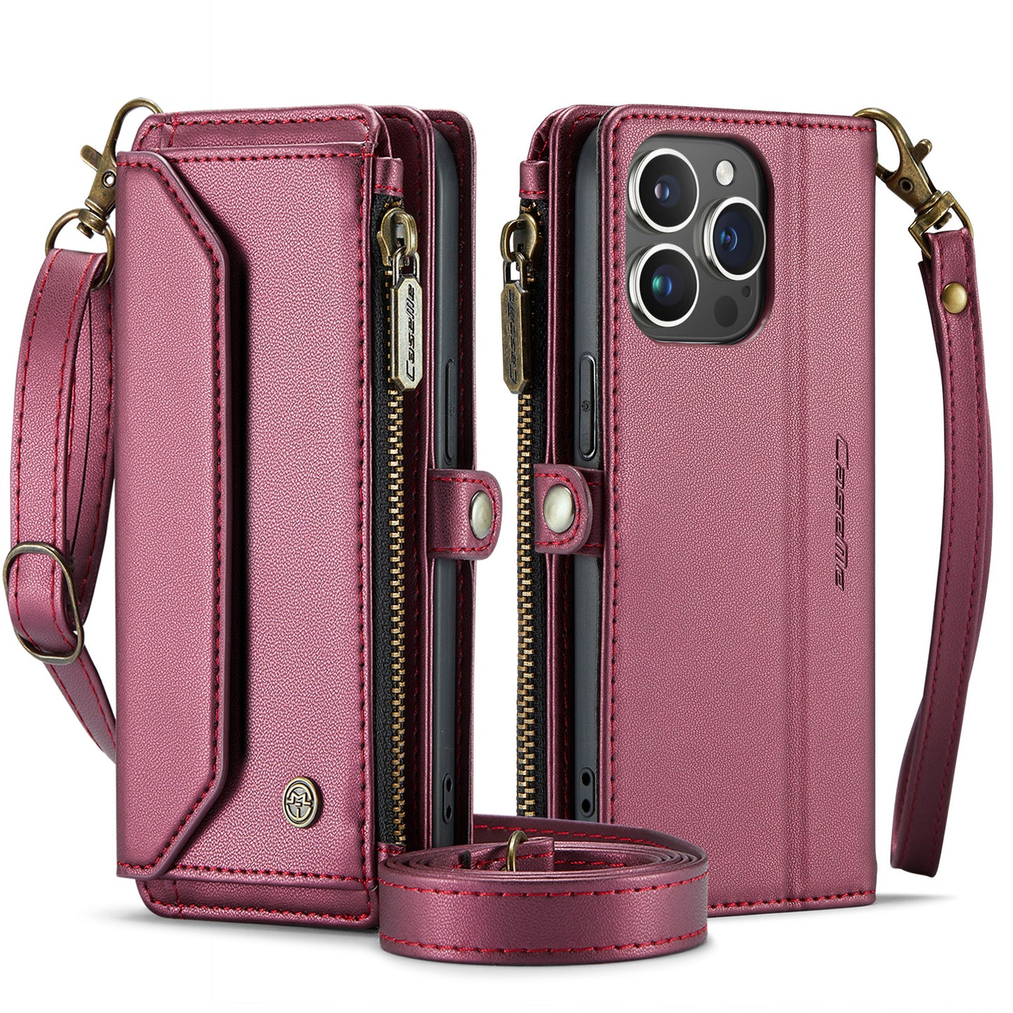 Women Shoulder Bag Apple iPhone 13 Pro Case Card Slots Buckle Pockets