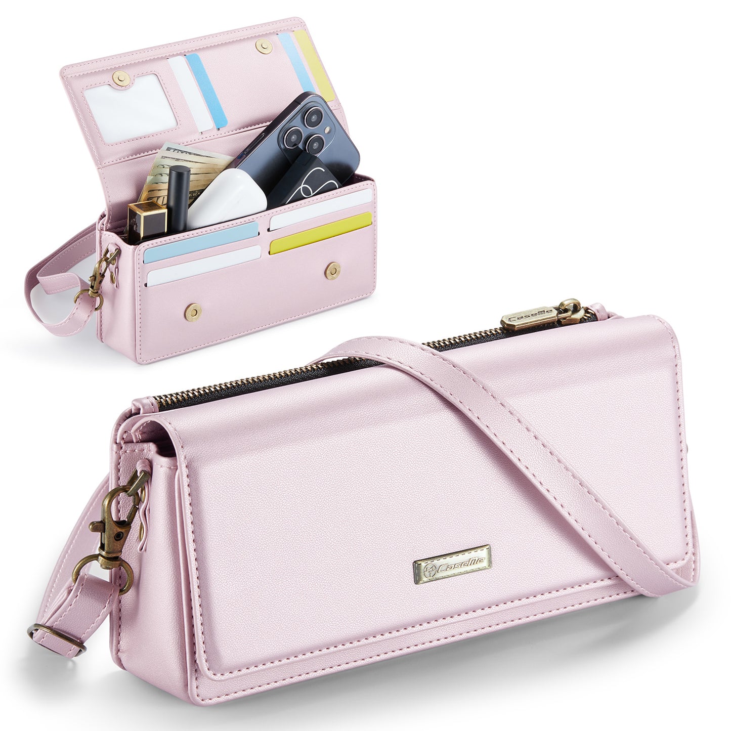 Women Leather 3-in-1 Crossbody Apple iPhone 15 Pro Handbag Fashion