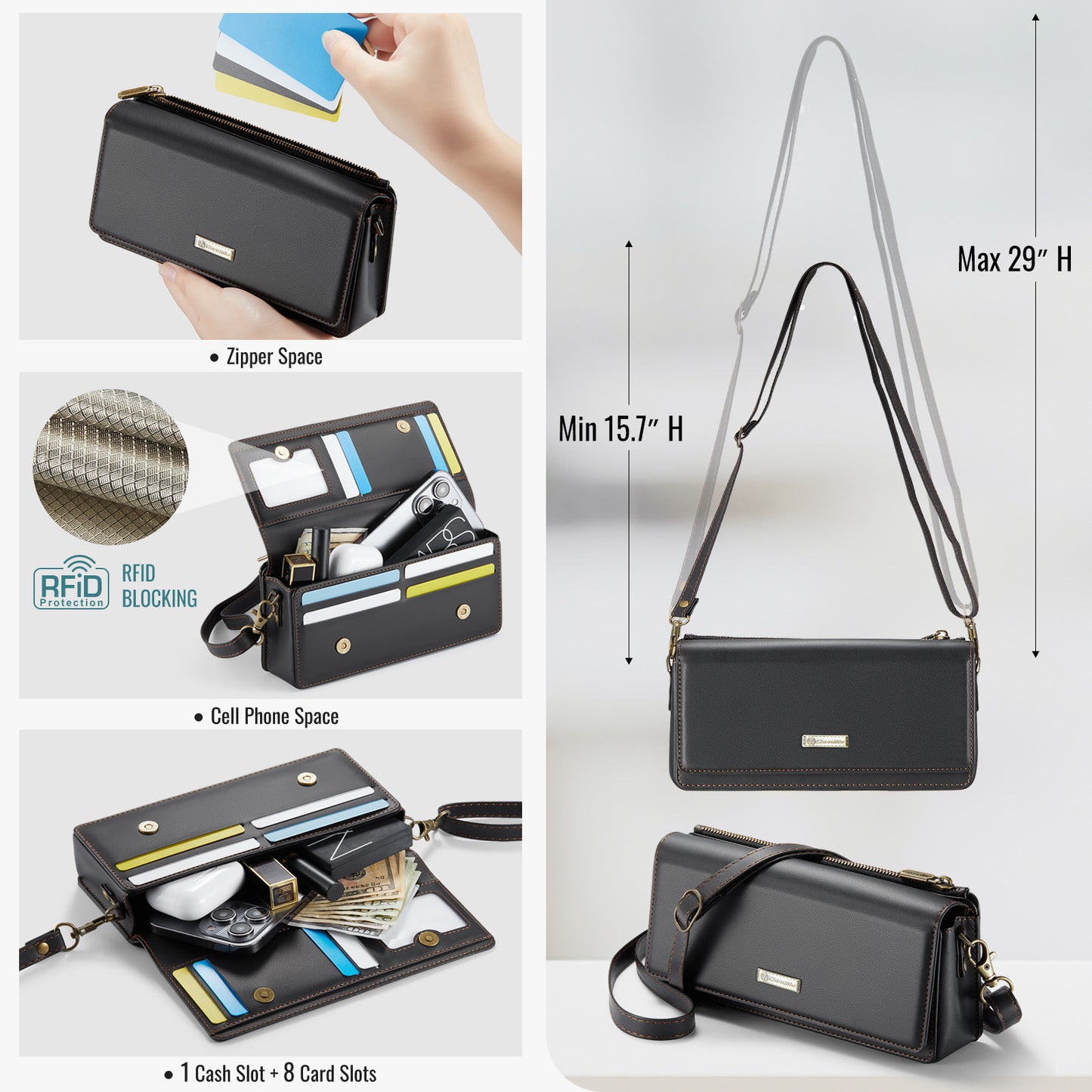 Women Leather 3-in-1 Crossbody Apple iPhone XR Handbag Fashion