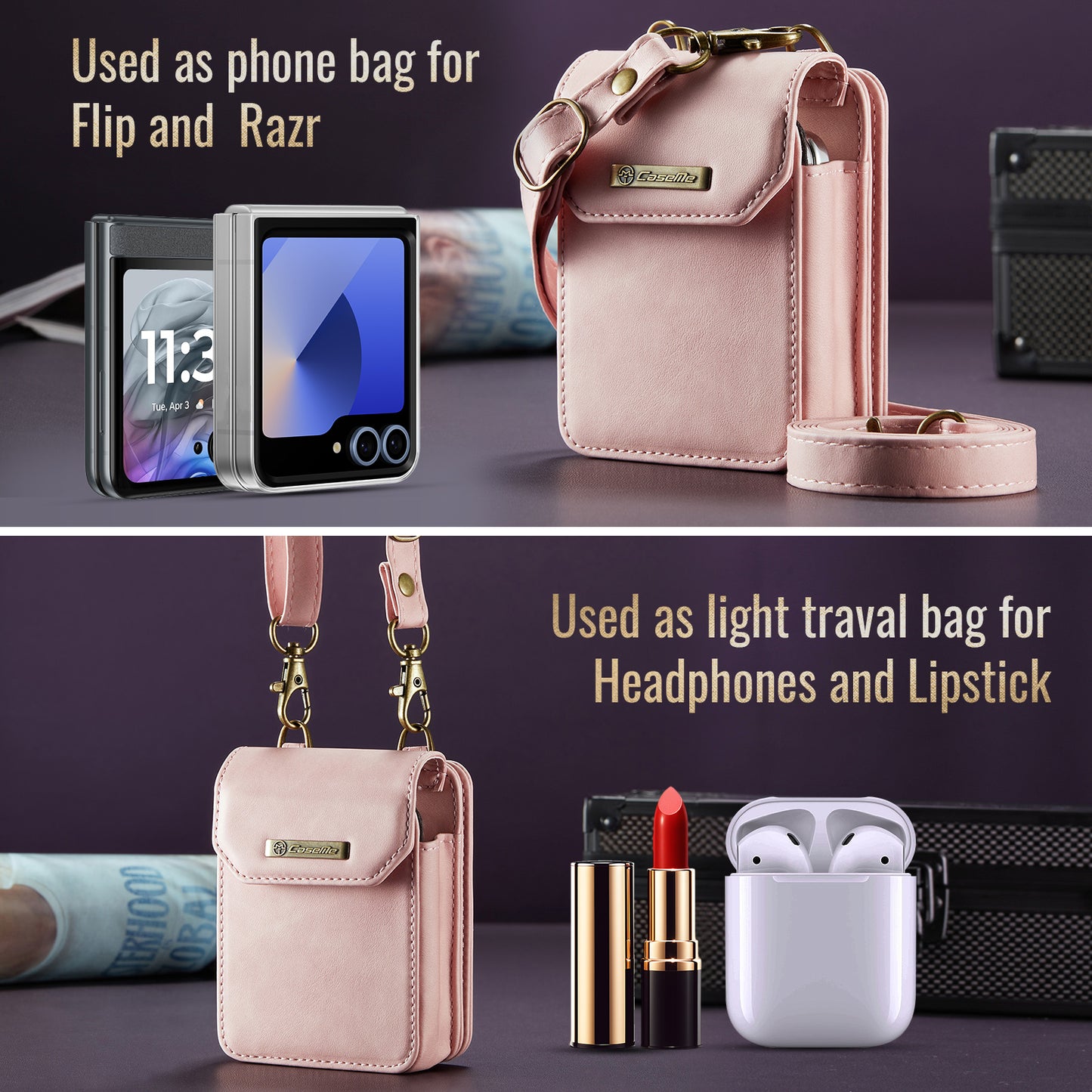 Women's Crossbody Lips AirPods 2nd Gen Purse Vertical Magnetic Clip