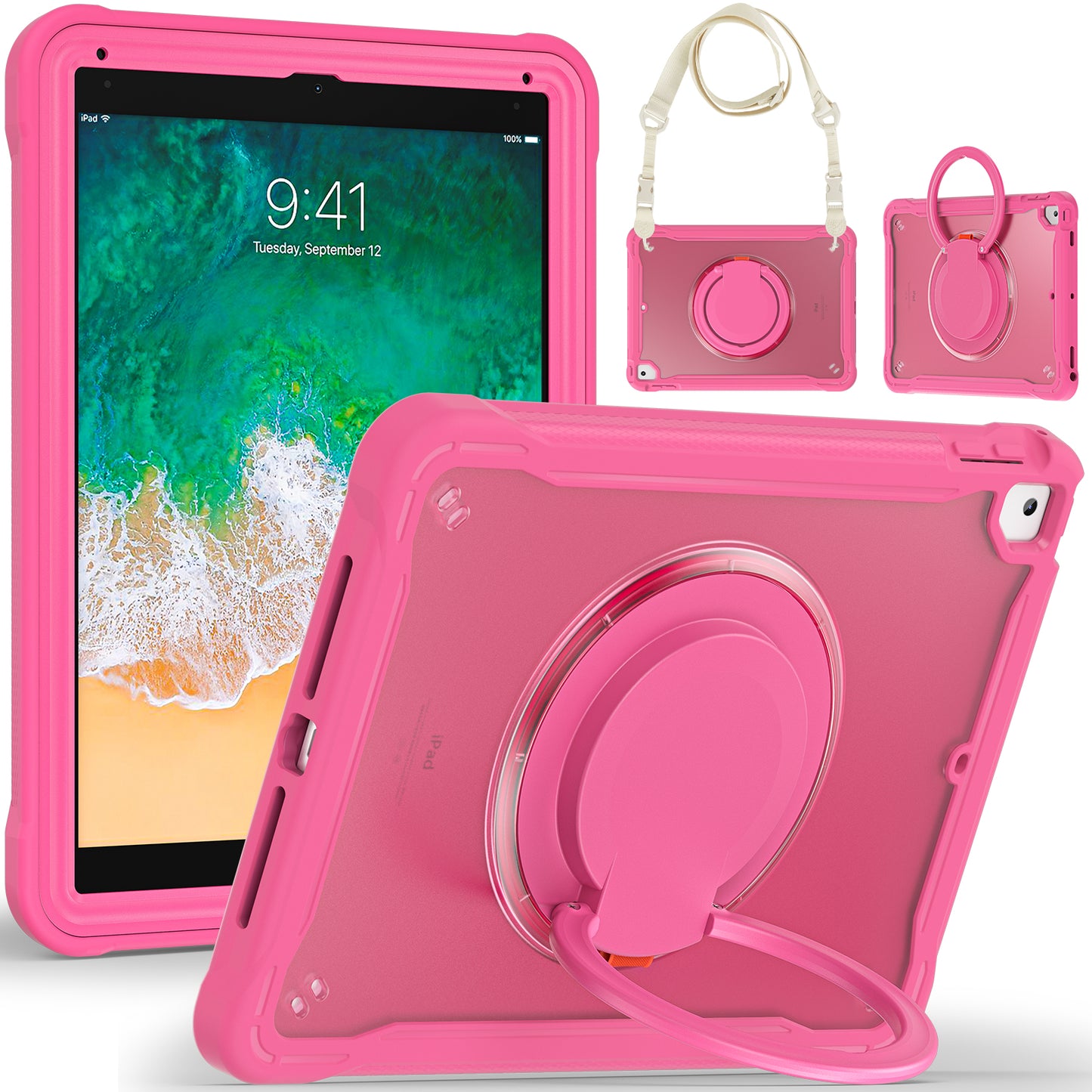 Popeye Handle Grip Apple iPad 6 Case 360 Rotatable Stand