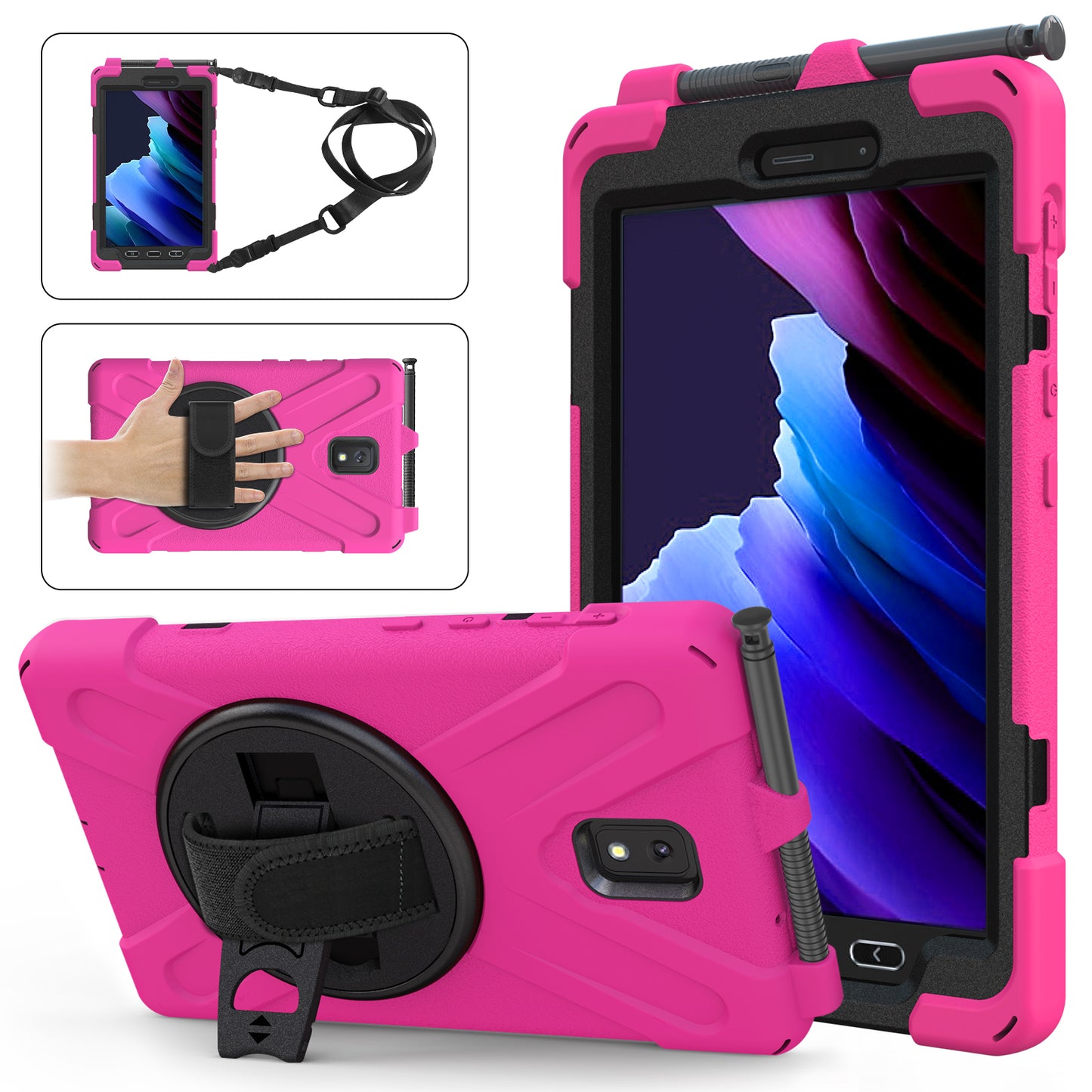 Pirate King Galaxy Tab Active3 Case 360 Rotating Stand Hand Shoulder