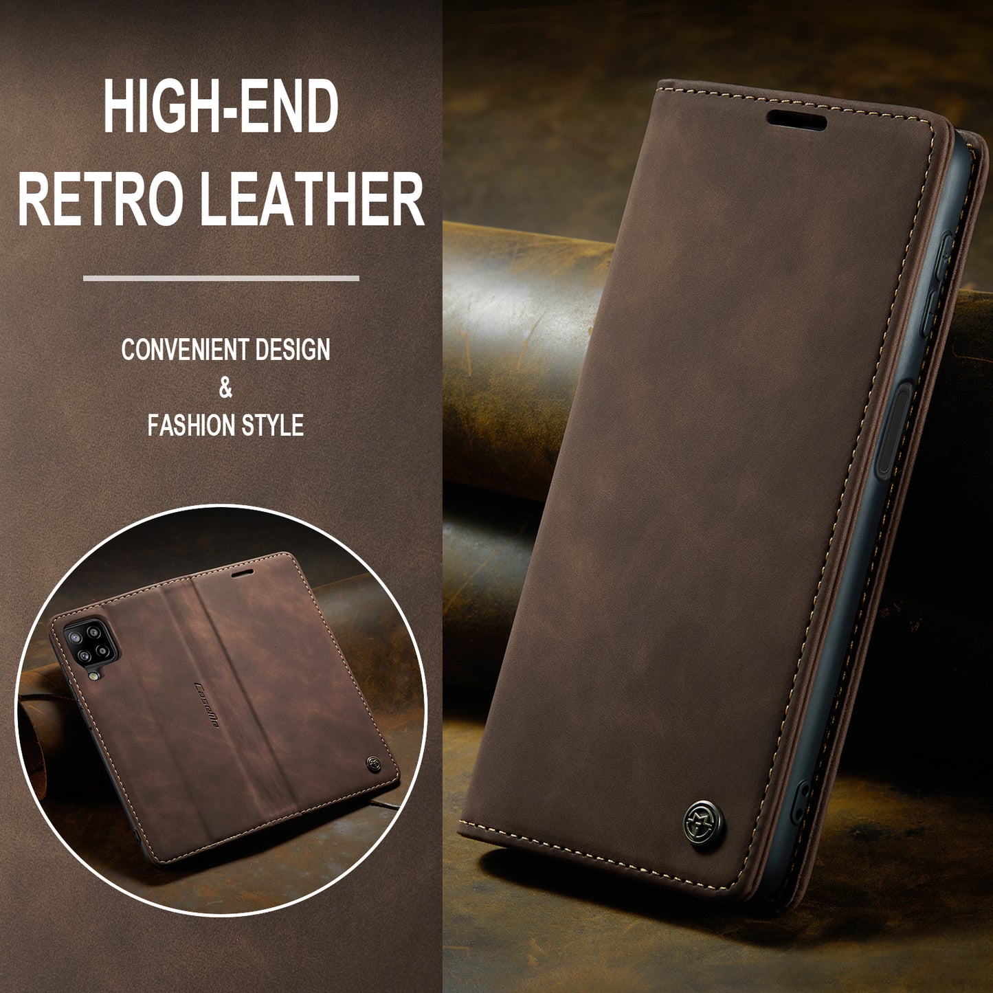 Book Classical Retro Leather Samsung Galaxy A12 Case Slim Wallet