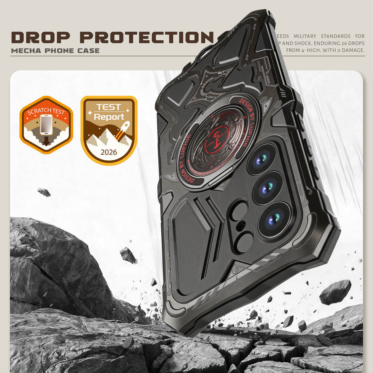 Ultramarine Technology with Cyberpunk Mecha Magnetic Phone Case | Military Drop Tested