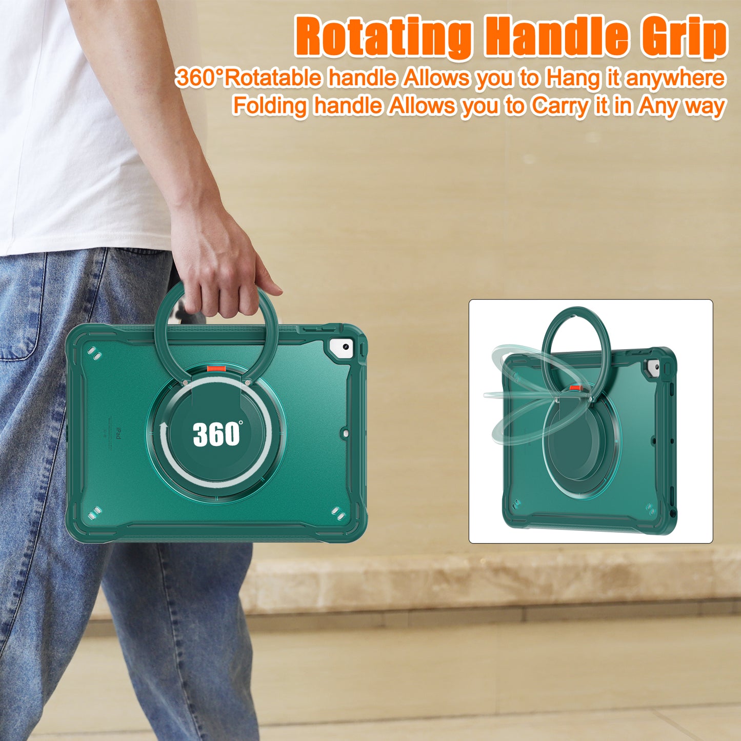 Popeye Handle Grip iPad 5 Case 360 Rotatable Stand