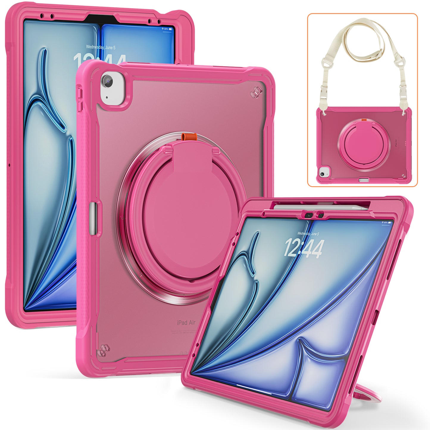 Popeye Handle Grip iPad Air 13 Case 360 Rotatable Stand