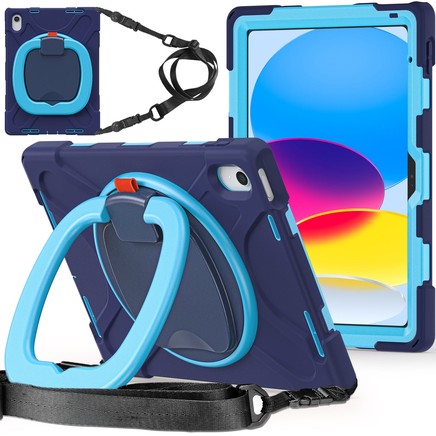 Pirate Box Apple iPad 10 Case Hook Stand Rotating Hand Shoulder Strap