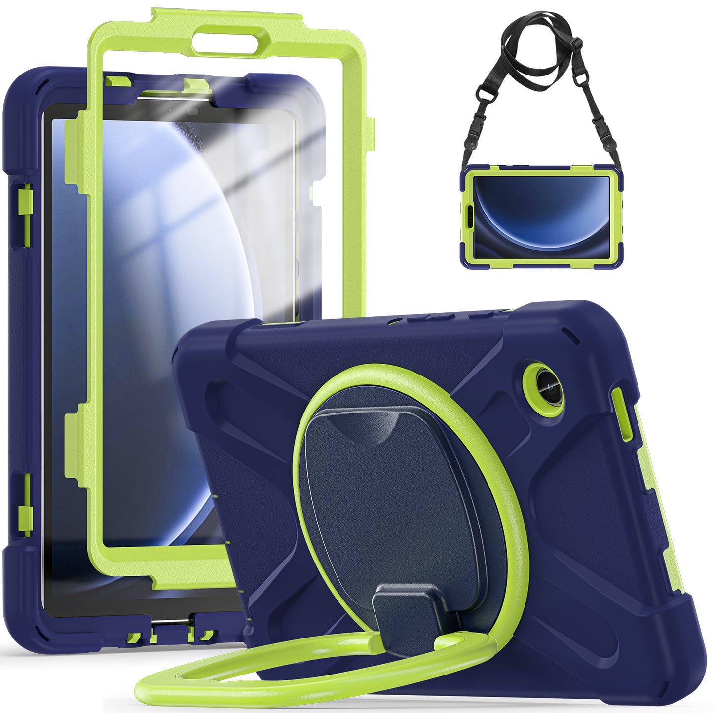 Pirate Box Galaxy Tab A9+ Case Hook Stand Rotating Hand Shoulder Strap