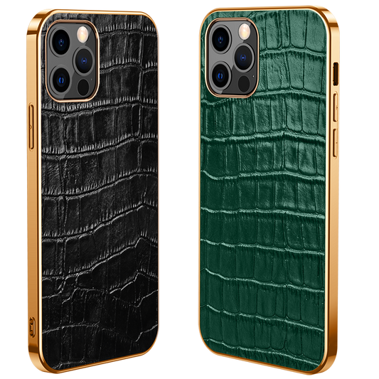 Electroplating Crocodile Genuine Leather iPhone 12 Pro Max Case