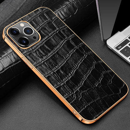 Electroplating Crocodile Genuine Leather iPhone 12 Case