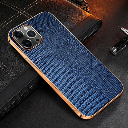 Electroplating Lizard Genuine Leather iPhone 12 Pro Case