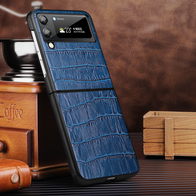 Soft TPU Crocodile Genuine Leather Galaxy Z Flip3 Case