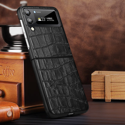 Soft TPU Crocodile Genuine Leather Galaxy Z Flip3 Case