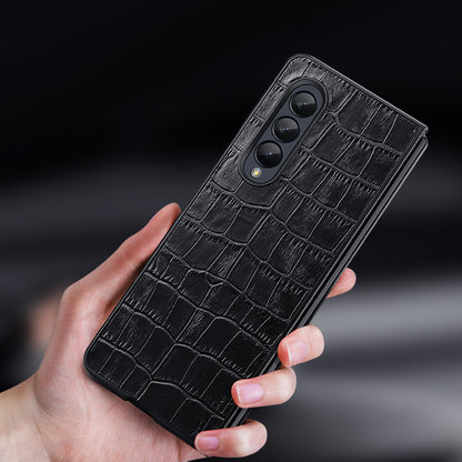 Soft TPU Crocodile Genuine Leather Galaxy Z Fold3 Case