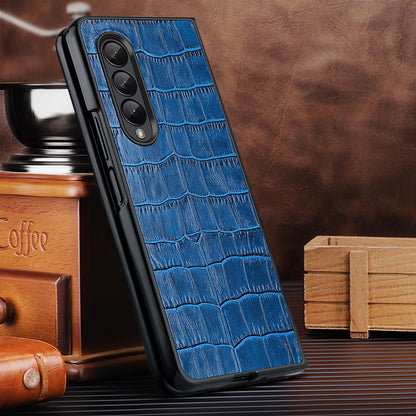 Soft TPU Crocodile Genuine Leather Galaxy Z Fold3 Case