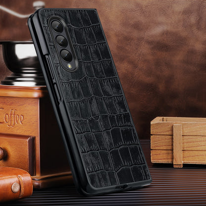 Soft TPU Crocodile Genuine Leather Galaxy Z Fold3 Case