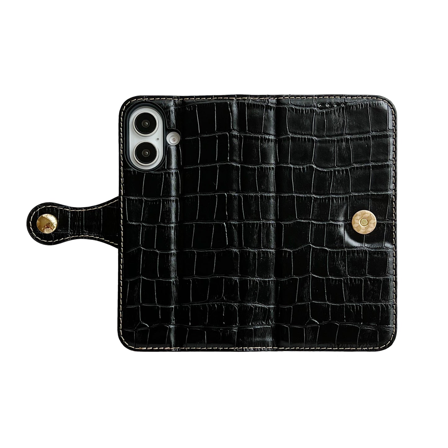 Wallet Crocodile Genuine Leather iPhone 16 Plus Case Flip